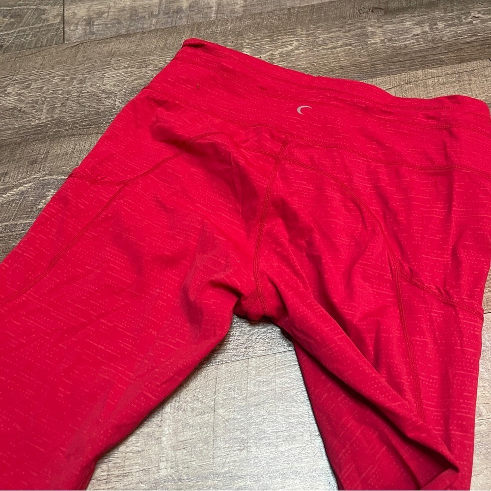 Zyia Active Red Space Dye High Waisted Pocket Leggings Size 12 Drawstring 7/8 - Picture 7 of 8